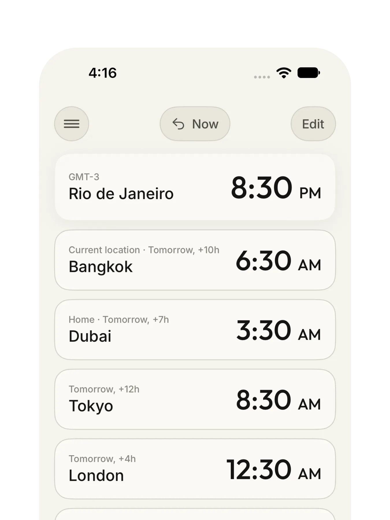 JustConvert time converter screen