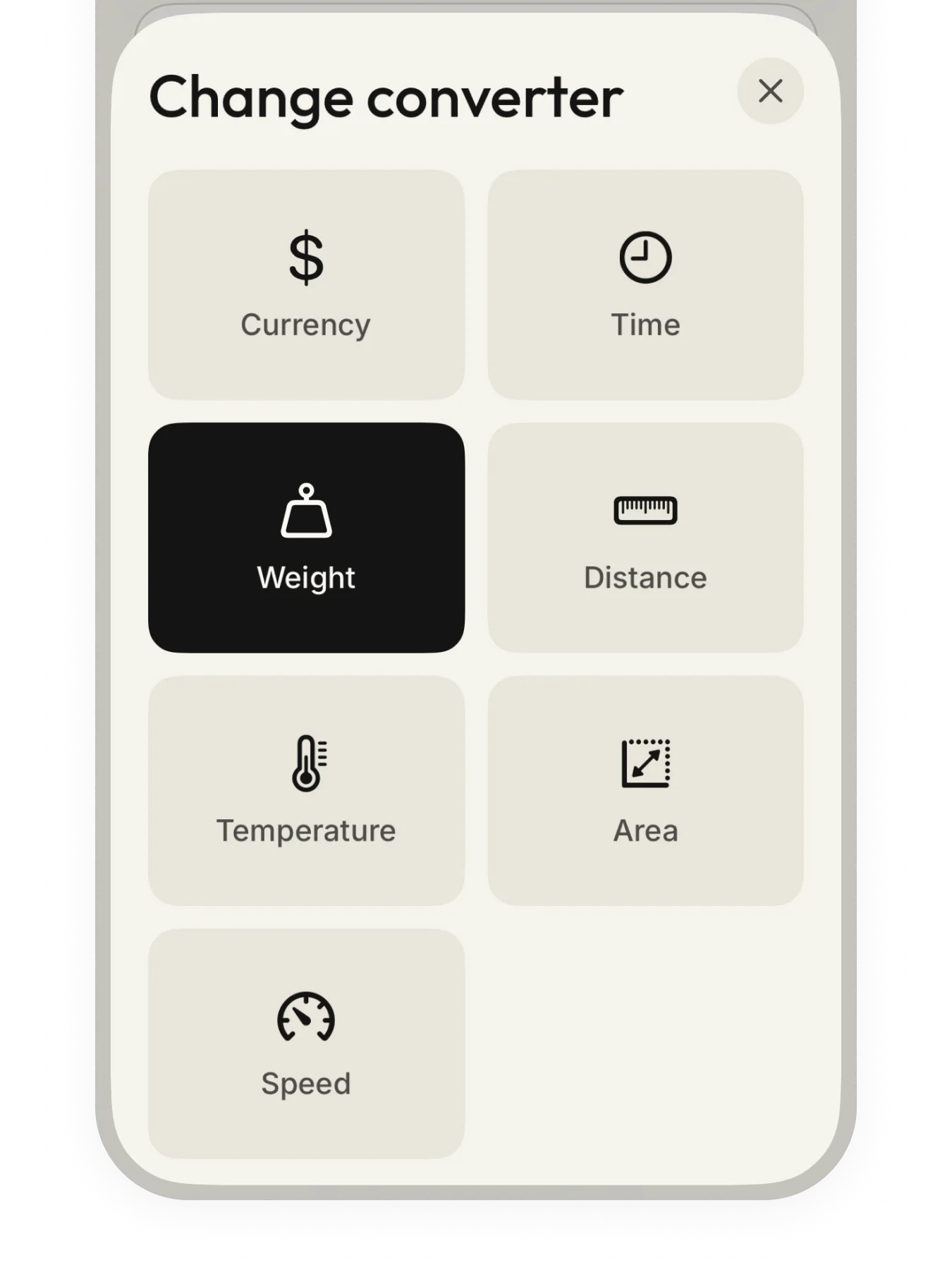 JustConvert converter picker with everyday units